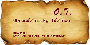 Obrusánszky Tünde névjegykártya
